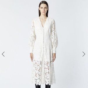 The Kooples Dress Ecru Lace Maxi Long-Sleeved Sz 3